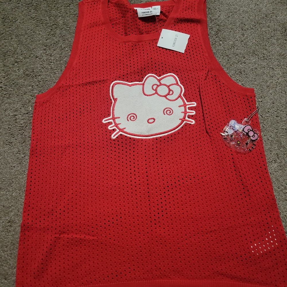 Red Hello Kitty Mesh Tank Top